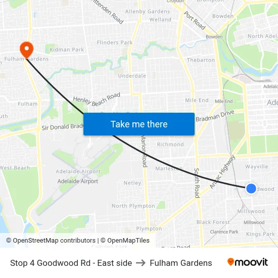 Stop 4 Goodwood Rd - East side to Fulham Gardens map