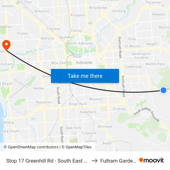 Stop 17 Greenhill Rd - South East side to Fulham Gardens map