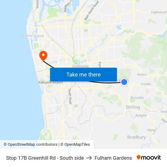 Stop 17B Greenhill Rd - South side to Fulham Gardens map