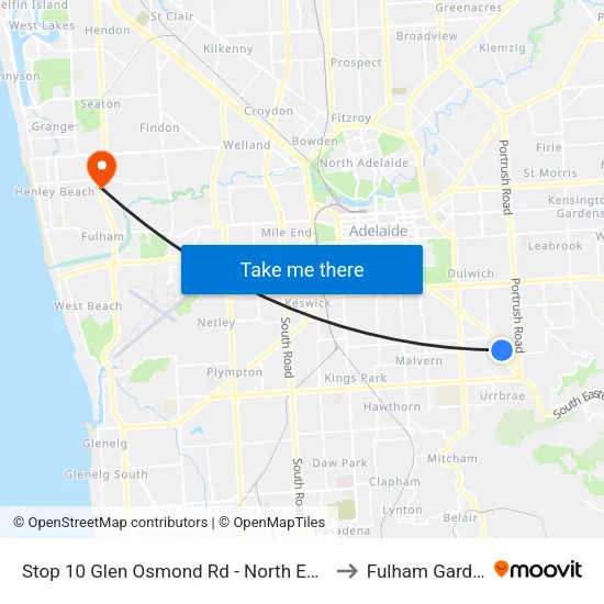 Stop 10 Glen Osmond Rd - North East side to Fulham Gardens map