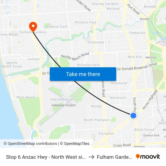 Stop 6 Anzac Hwy - North West side to Fulham Gardens map