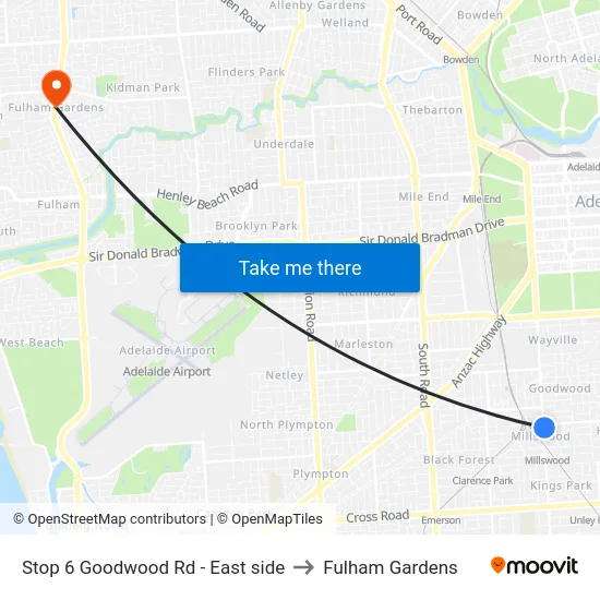 Stop 6 Goodwood Rd - East side to Fulham Gardens map