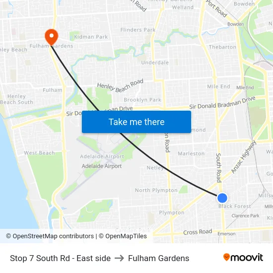 Stop 7 South Rd - East side to Fulham Gardens map