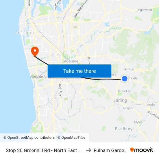 Stop 20 Greenhill Rd - North East side to Fulham Gardens map