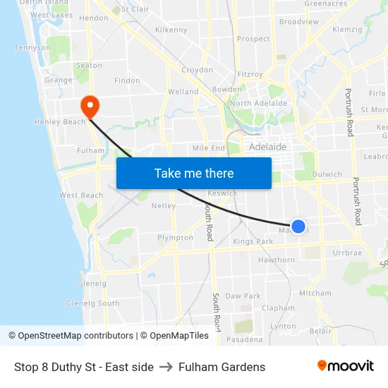 Stop 8 Duthy St - East side to Fulham Gardens map