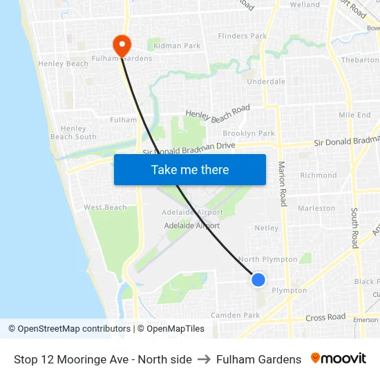Stop 12 Mooringe Ave - North side to Fulham Gardens map
