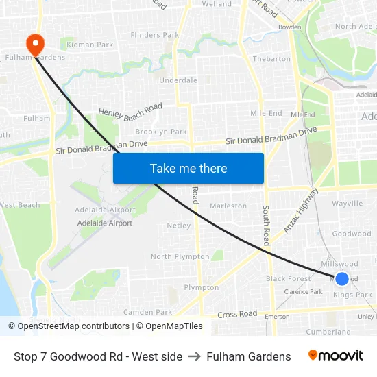 Stop 7 Goodwood Rd - West side to Fulham Gardens map