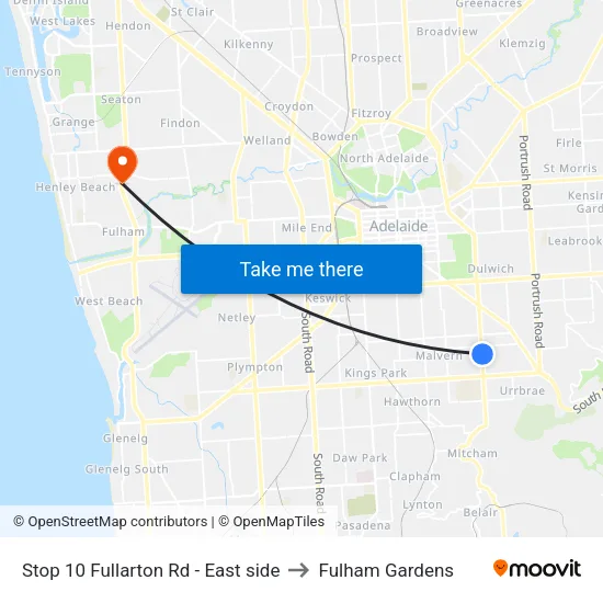 Stop 10 Fullarton Rd - East side to Fulham Gardens map