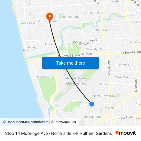 Stop 14 Mooringe Ave - North side to Fulham Gardens map