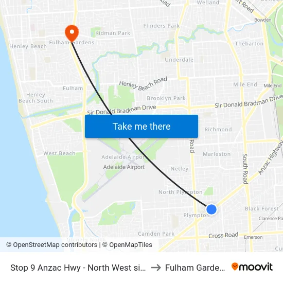 Stop 9 Anzac Hwy - North West side to Fulham Gardens map