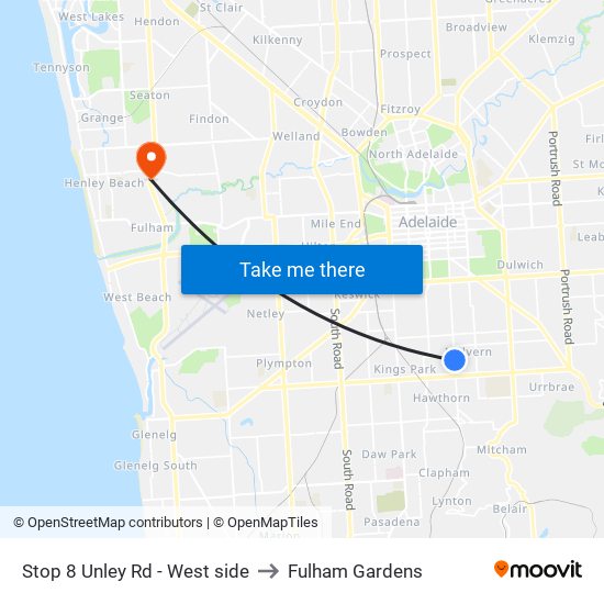 Stop 8 Unley Rd - West side to Fulham Gardens map