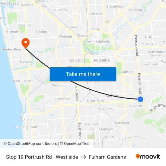 Stop 19 Portrush Rd - West side to Fulham Gardens map