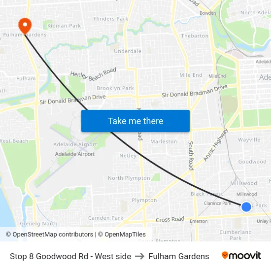 Stop 8 Goodwood Rd - West side to Fulham Gardens map