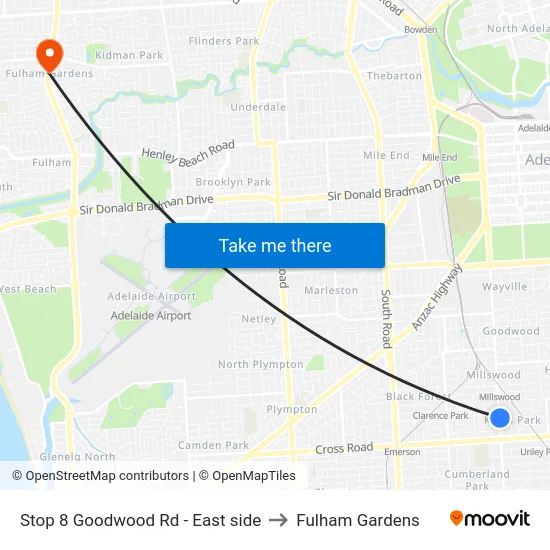 Stop 8 Goodwood Rd - East side to Fulham Gardens map