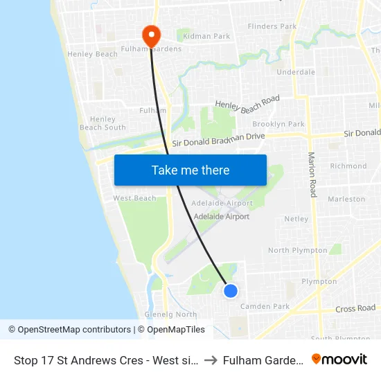 Stop 17 St Andrews Cres - West side to Fulham Gardens map
