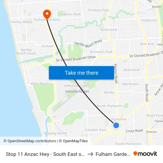 Stop 11 Anzac Hwy - South East side to Fulham Gardens map