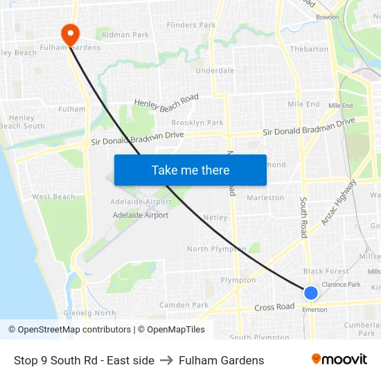 Stop 9 South Rd - East side to Fulham Gardens map