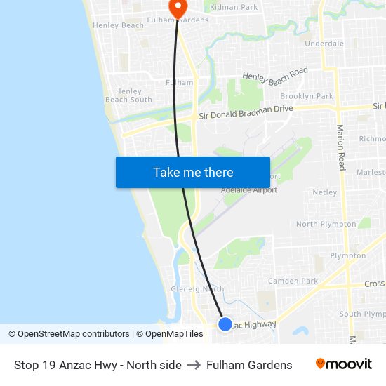 Stop 19 Anzac Hwy - North side to Fulham Gardens map