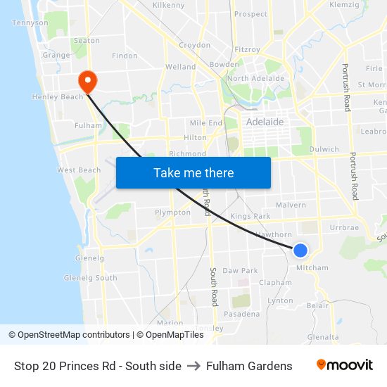 Stop 20 Princes Rd - South side to Fulham Gardens map