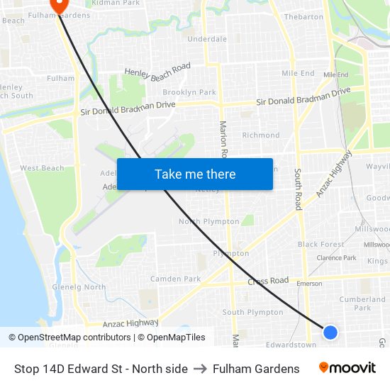 Stop 14D Edward St - North side to Fulham Gardens map