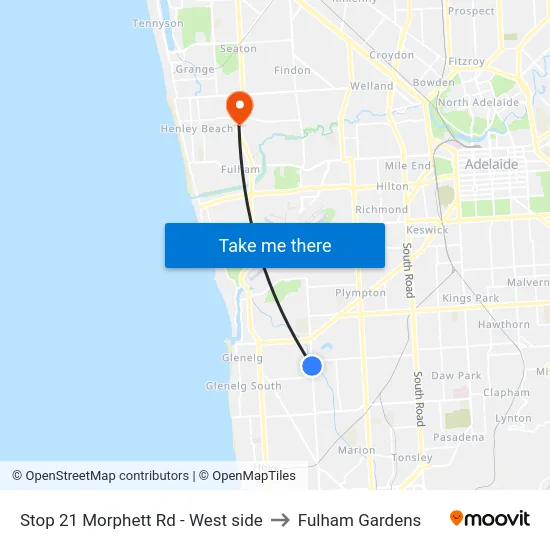 Stop 21 Morphett Rd - West side to Fulham Gardens map