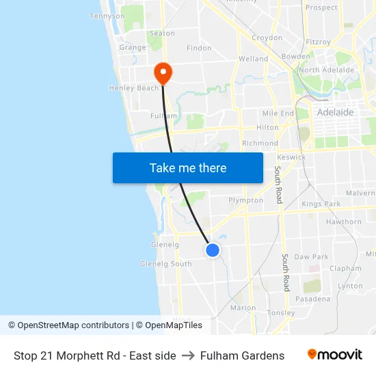 Stop 21 Morphett Rd - East side to Fulham Gardens map