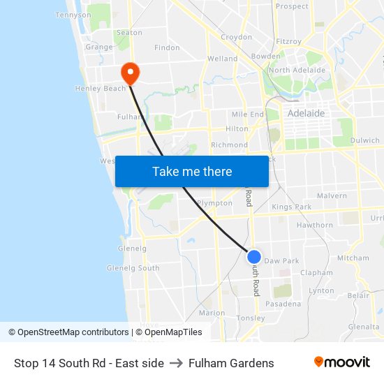 Stop 14 South Rd - East side to Fulham Gardens map