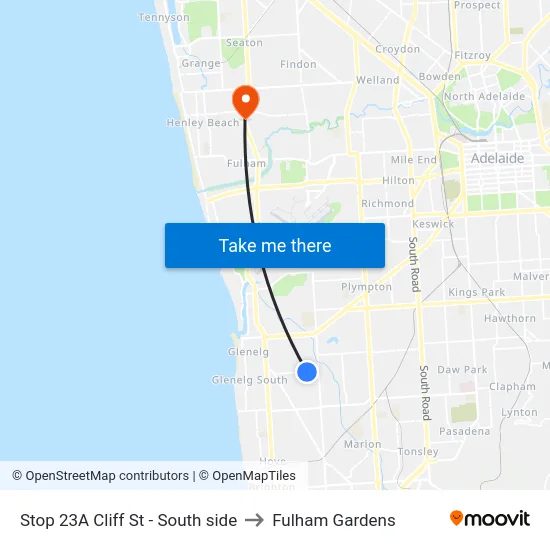 Stop 23A Cliff St - South side to Fulham Gardens map