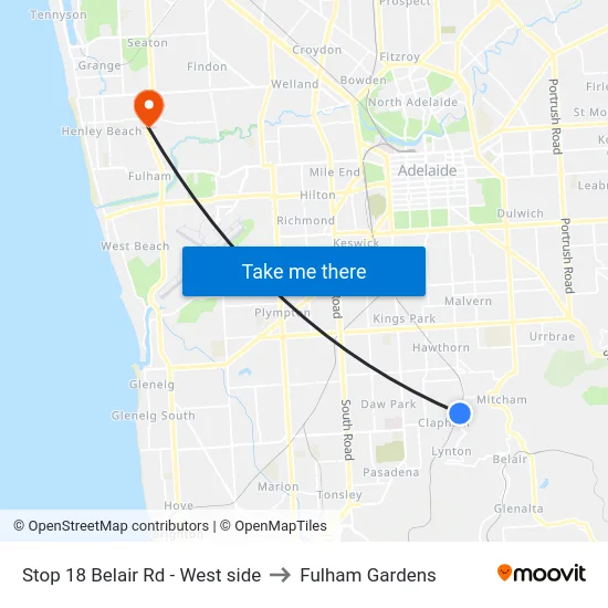 Stop 18 Belair Rd - West side to Fulham Gardens map