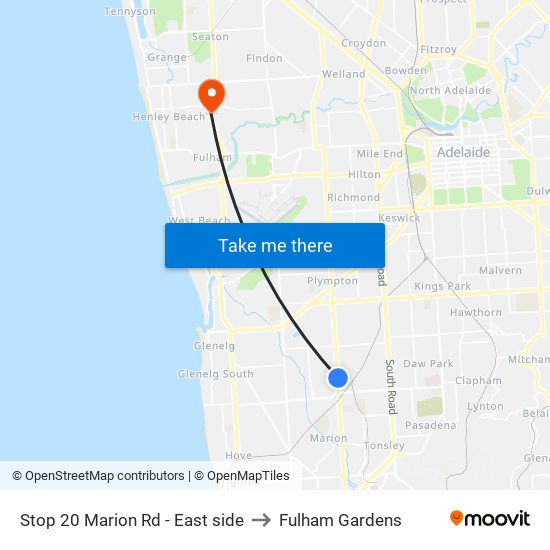 Stop 20 Marion Rd - East side to Fulham Gardens map