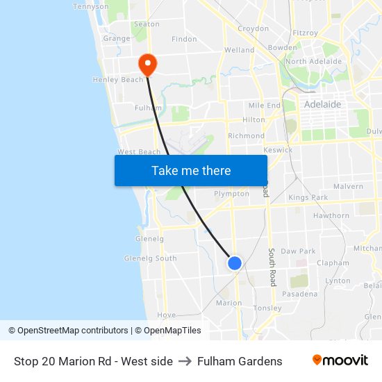 Stop 20 Marion Rd - West side to Fulham Gardens map