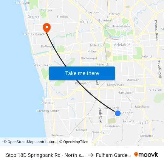 Stop 18D Springbank Rd - North side to Fulham Gardens map