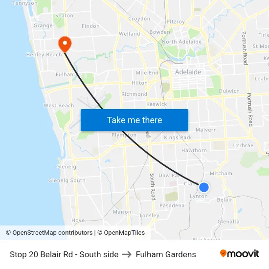 Stop 20 Belair Rd - South side to Fulham Gardens map