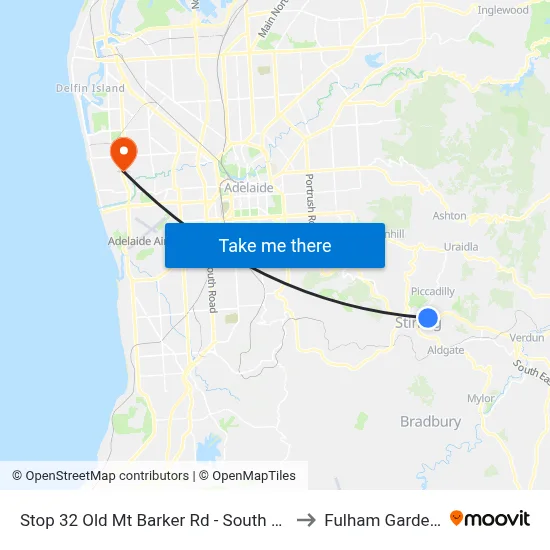 Stop 32 Old Mt Barker Rd - South side to Fulham Gardens map