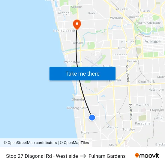 Stop 27 Diagonal Rd - West side to Fulham Gardens map