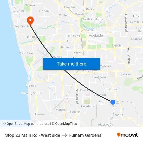 Stop 23 Main Rd - West side to Fulham Gardens map