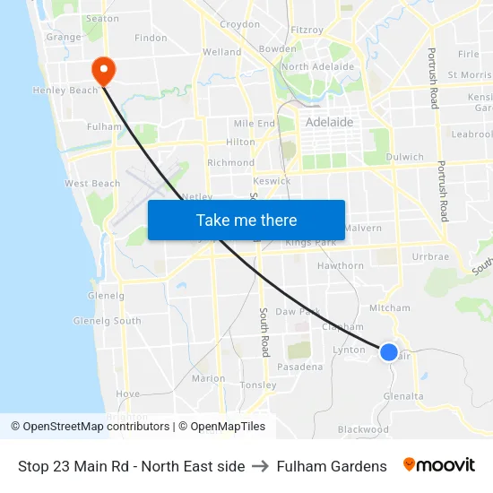 Stop 23 Main Rd - North East side to Fulham Gardens map