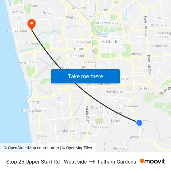 Stop 25 Upper Sturt Rd - West side to Fulham Gardens map