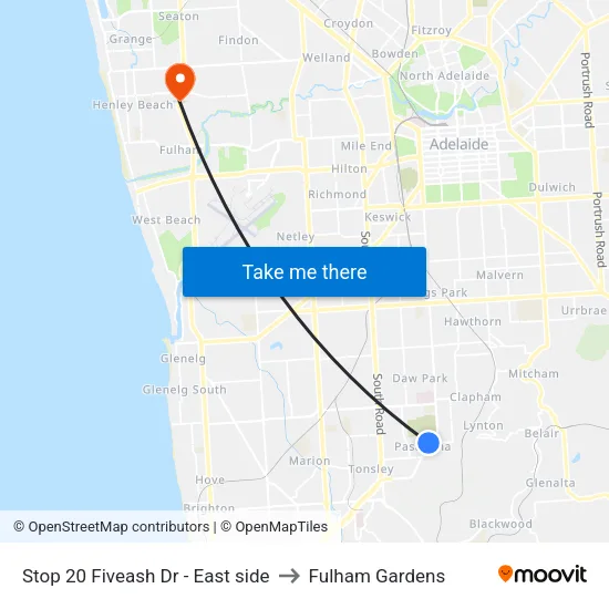 Stop 20 Fiveash Dr - East side to Fulham Gardens map