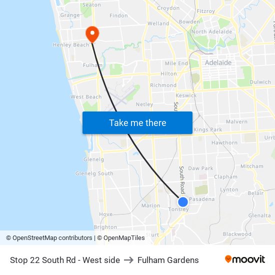 Stop 22 South Rd - West side to Fulham Gardens map