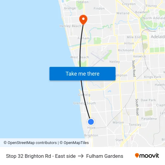 Stop 32 Brighton Rd - East side to Fulham Gardens map