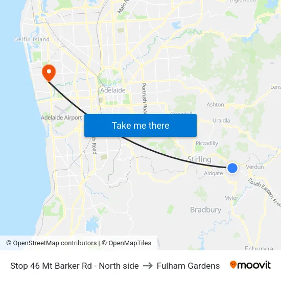 Stop 46 Mt Barker Rd - North side to Fulham Gardens map