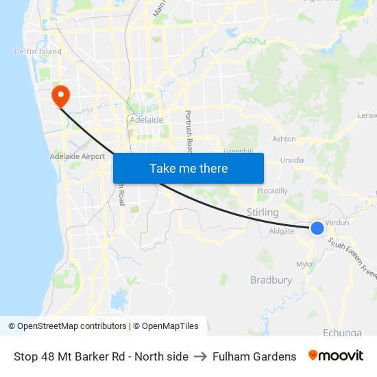 Stop 48 Mt Barker Rd - North side to Fulham Gardens map