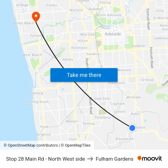 Stop 28 Main Rd - North West side to Fulham Gardens map