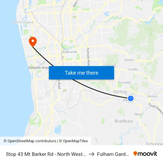 Stop 43 Mt Barker Rd - North West side to Fulham Gardens map