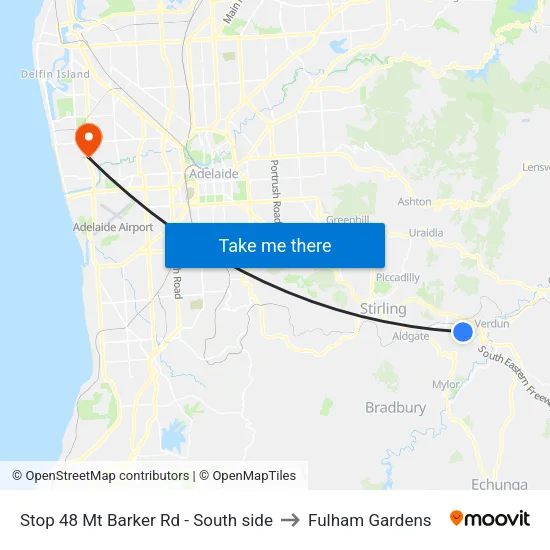 Stop 48 Mt Barker Rd - South side to Fulham Gardens map