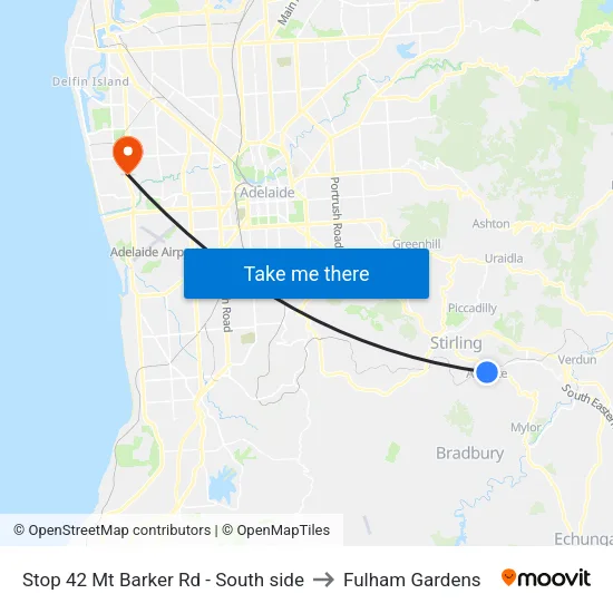 Stop 42 Mt Barker Rd - South side to Fulham Gardens map