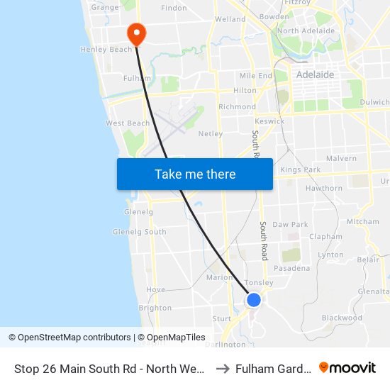 Stop 26 Main South Rd - North West side to Fulham Gardens map