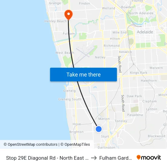 Stop 29E Diagonal Rd - North East side to Fulham Gardens map