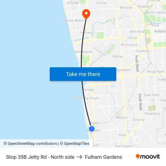 Stop 35B Jetty Rd - North side to Fulham Gardens map